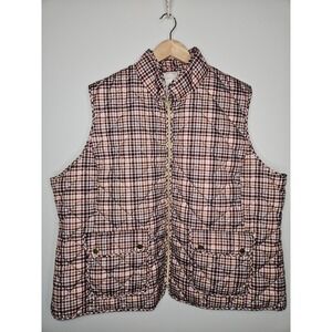 St. John's Bay Plaid Quilted Vest - Red and Black